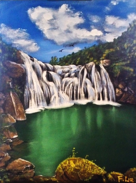 acrylic painting of Waterfall Natural Landscape for sale Pomona CA 91766