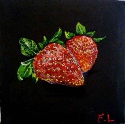 Acrylic  painting of a strawberrys