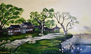 acrylic painting of Natural Landscape In the Morning for sale Pomona CA 91766