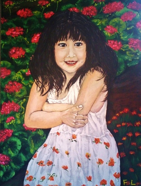 fine art acrylic or oil painting of a girl for sale 