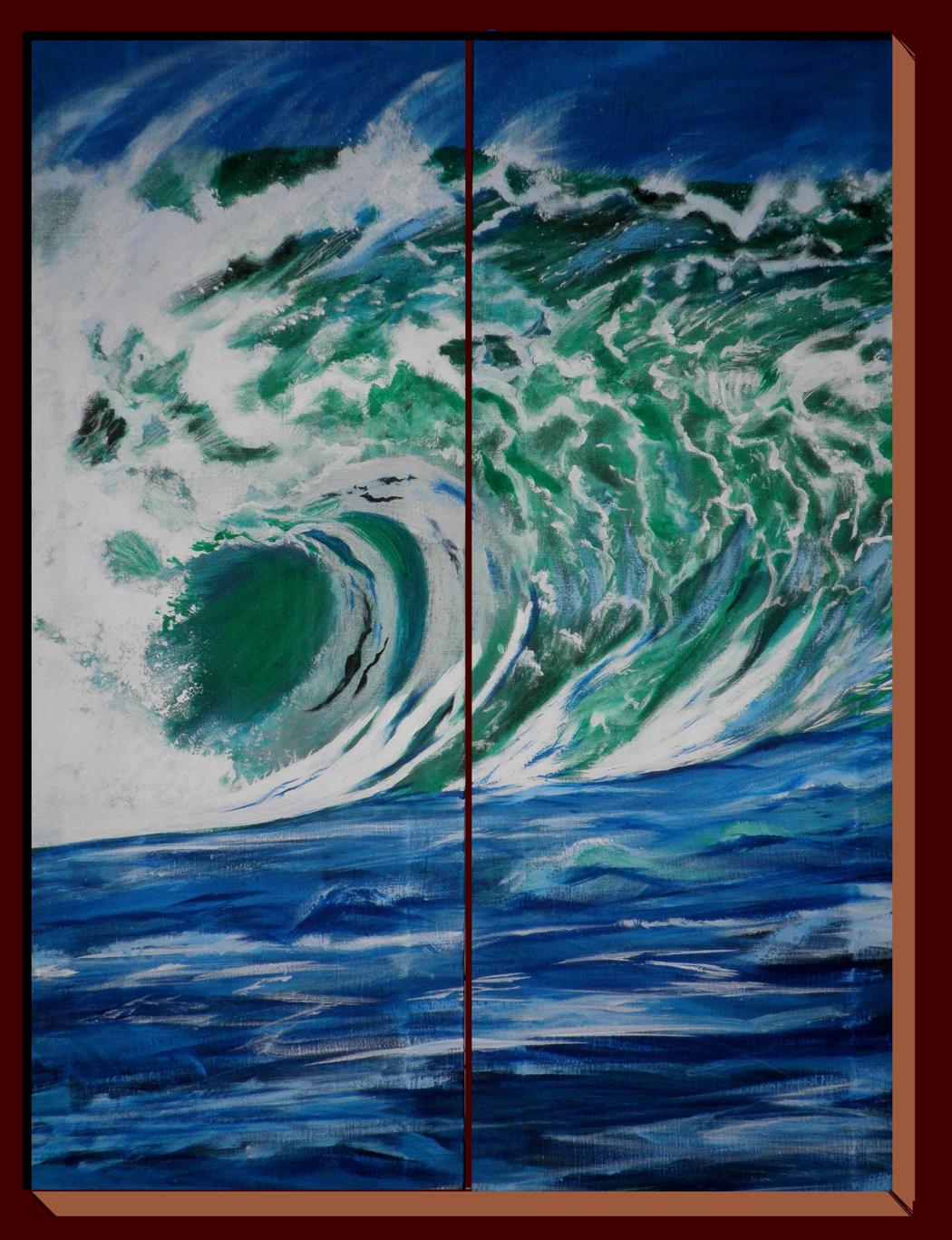 acrylic painting of sea Waves and Seabed