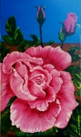 oil painting of pink roses