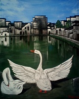 an original one-of-a-kind fine art acrylic painting of goose for sale Pomona CA 91766