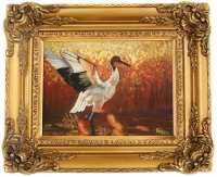 acrylic painting of a White crane bird