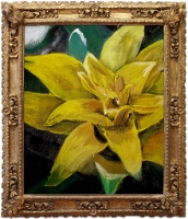 acrylic painting of a yellow flower