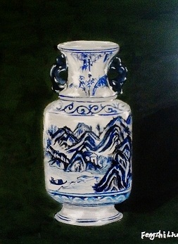 acrylic painting of a Ming Dynasty vase for sale Pomona CA 91766