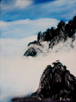 oil painting of foggr mountan Natural Landscape for sale Pomona CA 91766