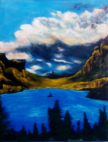 acrylic painting of lake Natural Landscape for sale Pomona CA 91766